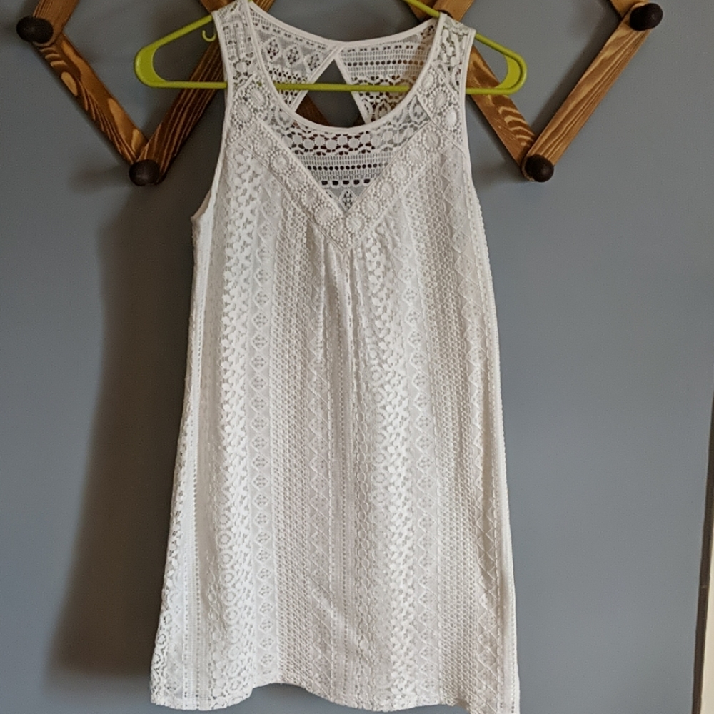 ☀️ EUC white lace shift dress